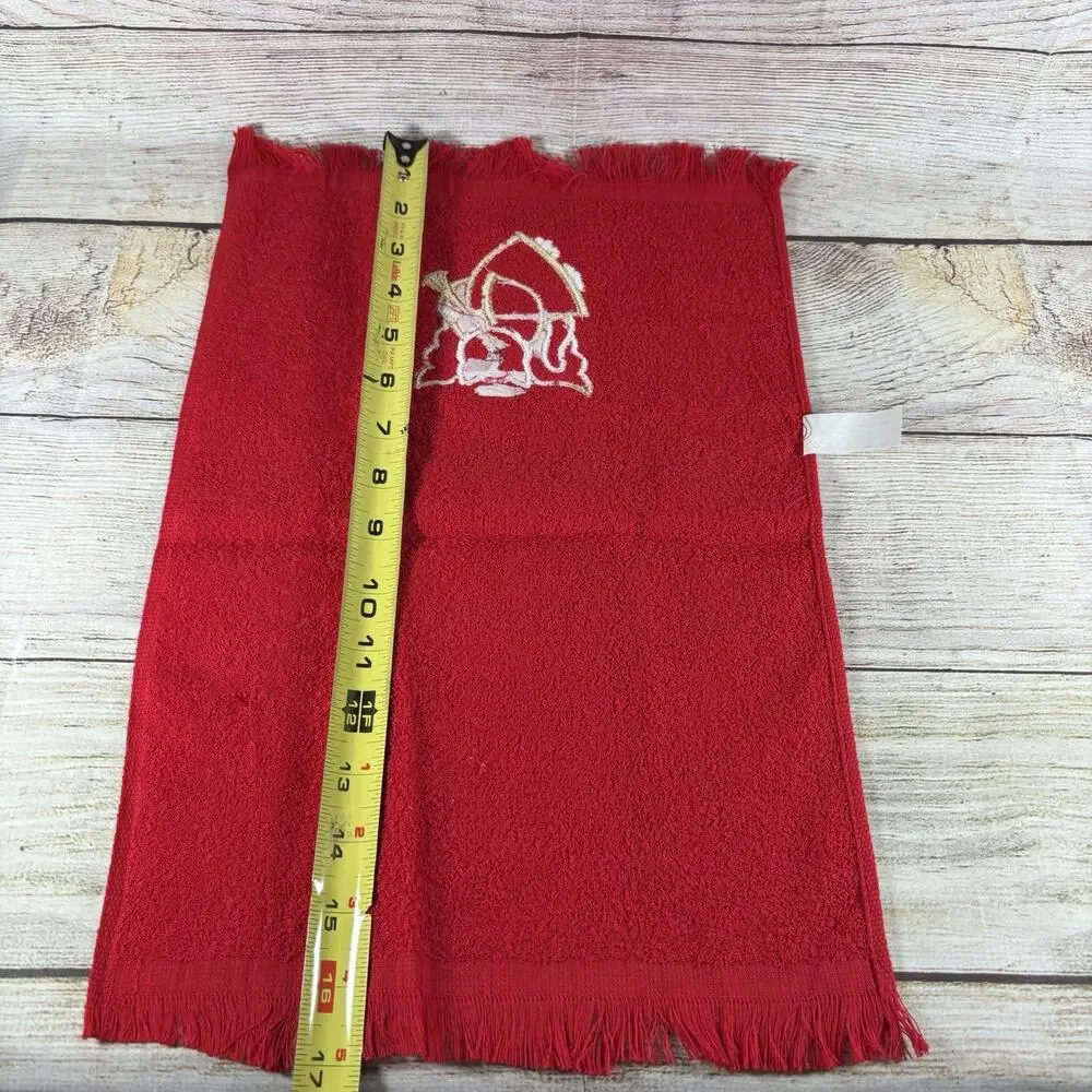 Vintage Christmas Hand Towels Lot 3 Embroidered Fringe Snowman Sleigh 11x16